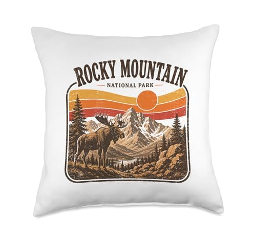 Rocky Mountain National Park Colorado Vintage Hiking Throw Pillow