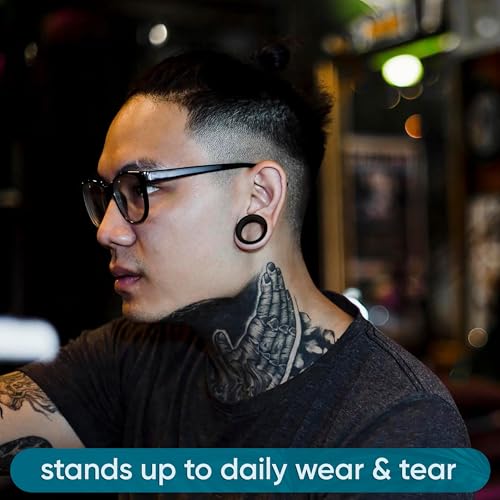 00g Silicone Tunnels For Ears - Thin 00 Silicone Tunnels Gauge Ear Gauges - 10mm Soft Flexible Tunnel Guages Plugs Pack For Men Women - Plug Earrings Ears Black, Clear, White, Skin Tone Gages Piercing by WildVibe - Image 5