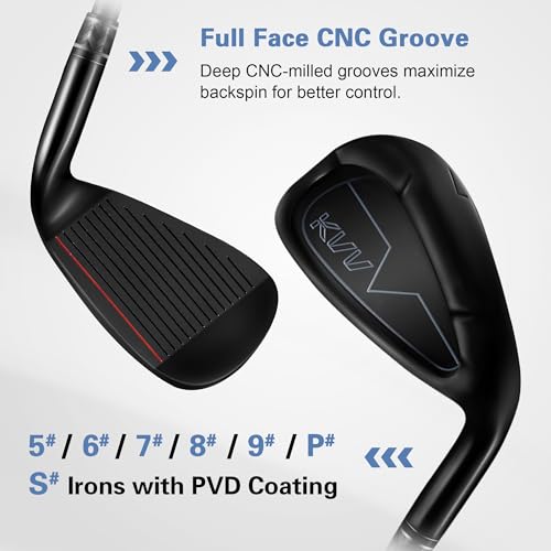 Image of KVV Men's Right Handed Premium Golf Set, 45 inch Titanium Driver, Fits 5'7 inch-6'2 inch, Bag Not Included