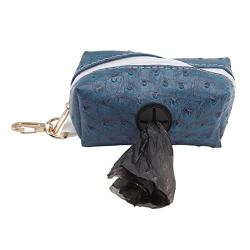 Dog Waste Station Ejoyous Zipper Poop Bag Holder, PU Material, Practical Waste Bag Dispenser for Outdoor Dog Walking and Travel (Blue)