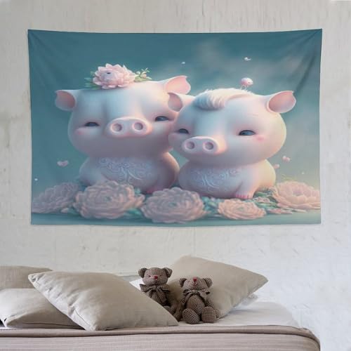 Tapis mural cochon mignon PAZZK pour dortoir étudiant