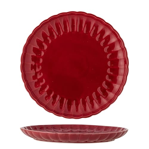 Bloomingville Latina Teller D27xH2 – Steingut Speiseteller – Hochwertiger Keramikteller für den täglichen Gebrauch & besondere Anlässe – Spülmaschinen- & Mikrowellengeeigne (Rot)