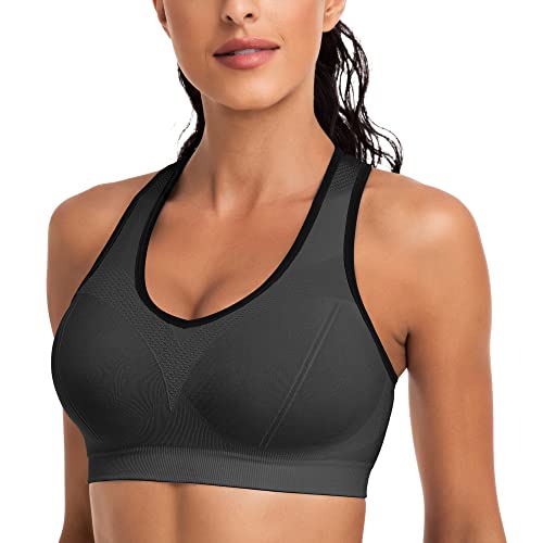 Image of Racerback Sports Bras for Women with Pads - High Impact Athletic Tank Tops for Yoga and Workout Brassieres Bra