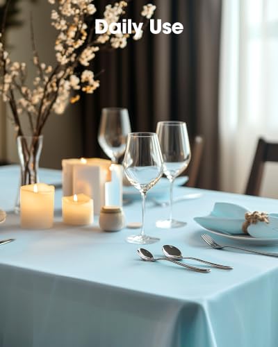 Image of Pureegg Plastic Table Cloth Disposable 54x108 Inch 10 Pack, Baby Blue