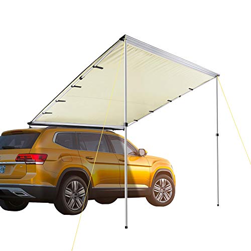 Yescom 6.6X8.2' Car Side Awning Rooftop Pull Out Tent Shelter Pu2000Mm Uv50+ Shade Suv Outdoor Camping Travel Beige #TOP2