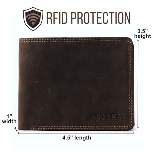 Myra Bag Distressed Western Leather Bifold Wallet for Men - Brown2