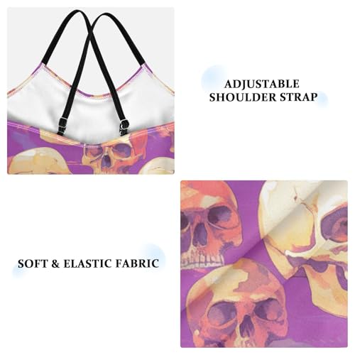 KLL Skulls Seamless Girls 1 Piece Swimsuit Summer Swimwear Adjustable Strap Quick Dry3