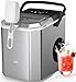 WIE Stainless Steel Ice Maker, Self-Cleaning Ice Maker Machine, 12kg/24H, 2 Sizes 9 Ice Cube Ready in 6 Mins Ice Machine with Handle, Scoop & Basket, 1.5L Ice Cube Maker for Home/Kitchen/Office/Bar