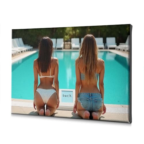 Tableau décoratif sur toile piscine pour un salon ambiance estivale chic 20x30