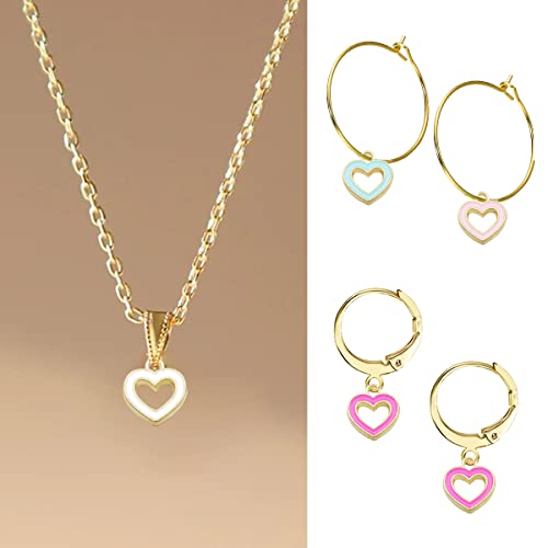 Njbiglb Heart Pendant Charms, 48Pcs Colour Heart Shape Charms Alloy Love Pendants For Jewelry Making Crafting, Blue, Red, Black, Pink, Green, White #TOP3