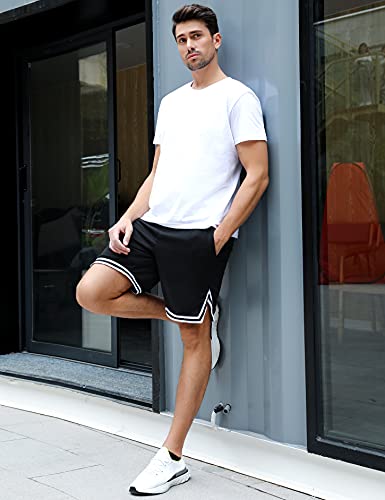 Litherday Shorts Herren Sportshorts Kurz Hosen Streifen Jogginghose Sommer Traininghose mit Taschen Elastischer Bund und Atmungsaktive Shorts zum Fitness, Running, Gym, Basketball – Bild 5