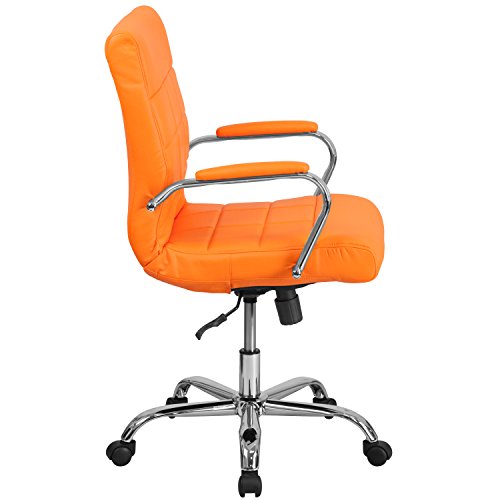 Flash Furniture Mid-Back Orange Vinyl Executive Swivel Office Chair With Chrome Base And Arms #TOP7