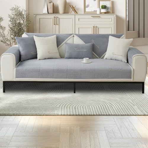 LINGKY Sofa Überzug Dicke Plüsch Sofabezug, Grau, 90x160cm – Ansicht 3
