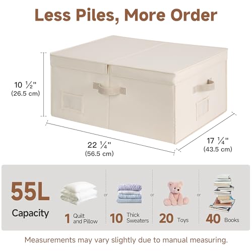 StorageWorks Large Decorative Storage Boxes with Lids, Cream White