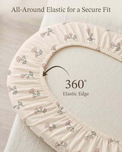 Image of Bassinet Sheets for Baby Girls Boys 3 Pack, Fitted Baby Mattress Sheet for Rectangle, Oval, Hourglass Bassinet Mattress, Breathable Cozy & Universal Fit (Blush Bunny, Bassinet Sheet)