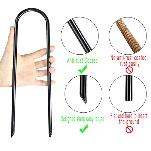 Image of 12 Inch Heavy Duty Trampolines Stakes U-Shaped Garden Stakes (12)