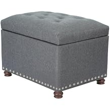 24 Fabric Ottoman with Storage Rectangle Foot Rest Ottomans Stool for Bedroom Living RoomGray