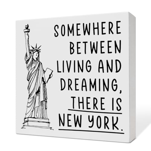 New York Desk Decor Wooden Box Sign, New York City Decoration for Home Bedroom Office, Nyc Themed Wall Art Decor, New York Gifts for Women Men, There Is New York