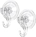 Price comparison product image GlobaLink Suction Hooks, Clear Reusable Heavy Duty 3KG Vacuum Suction Cup Hooks, Plastic Suction Hanger Vacuum Seamless Sucker Hook for Bathroom Kitchen Window Bags Coats Xmas Wreath, 2 Pack