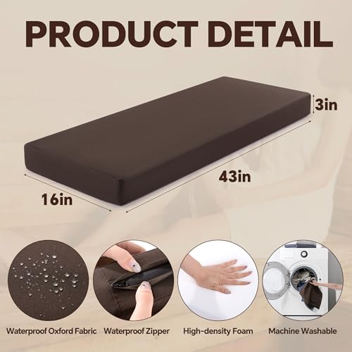 BALAPET Waterproof Sauna Seat Cushion, Thick High-Density Foam Heat Insulation Mat for Sauna Bath House Shower Room, Sauna Accessories for Infrared Sauna Resting(Brown) - Thumbnail 3