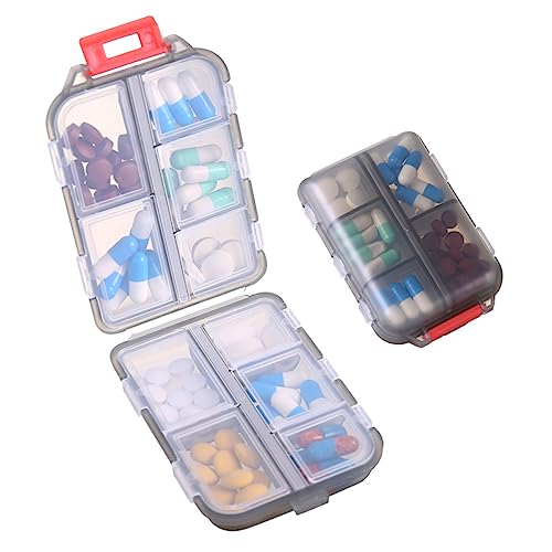 1Pack Travel Pill Organizer – 10 Compartments Pill Case, Compact and Portable Pill Box, Perfect for On-The-Go Storage, Pill Holder for Purse Gray