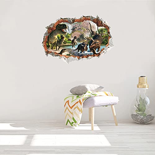 Dinosaur Wall Stickers 3D Watercolour Dinosaur Window Ceiling Decals Decorations Murals Wall Art Decorative Sticker For Kids Living Room Bedroom Nursery Playroom Holiday Jungle Party Decor Supplies #TOP6