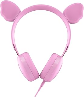 Obuyke 1Pc Fones De Ouvido De Gato Fones De Ouvido Com Fio Sobre Fones De Ouvido Fones De Ouvido Rosa Fones De Ouvido Para Jogos Fones De Ouvido De Desenhos Animados Fones De Ouvido Gato