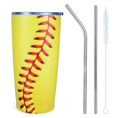sunwarshile Softball Baseball Tumbler 20oz Stainless Steel Insulated Coffee Tumbler Travel Coffee Mug For Women Men