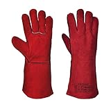 Dos en une pièce et doublure en coton pour plus de confort. Taille unique, certifiée CE, gants en cuir de vachette de 35,6 cm.