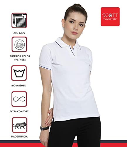 Image of Scott International Women's Regular Fit 100% Pure Organic Cotton Polo T-Shirt | Womens Polo Collar Neck T-Shirt | Cotton Plain Polo Neck Half Sleeve T-Shirt | Tshirts for Women