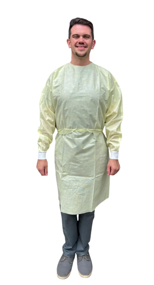 Disposable Isolation Gowns - PPE Gowns Disposable - Knee-Length, Non-Woven, Fluid-Resistant Gowns, Latex Free (10, XL)