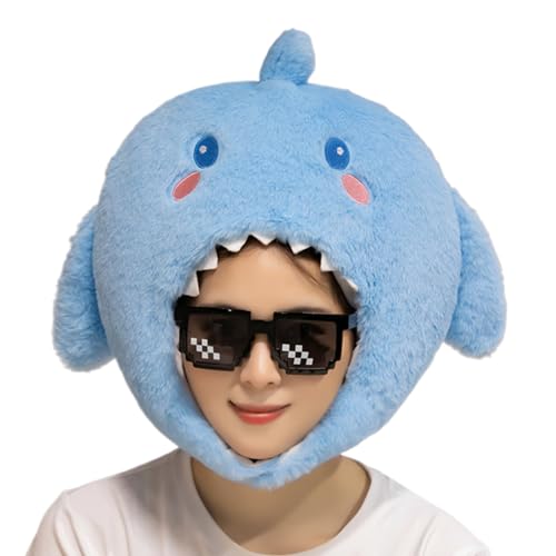 Sombrero de disfraz de tiburón, cubierta de cabeza de animal de Halloween, tela suave y transpirable, ajuste cómodo, diseño para disfraz de escenario, juegos de rol, festival, fiesta de Halloween