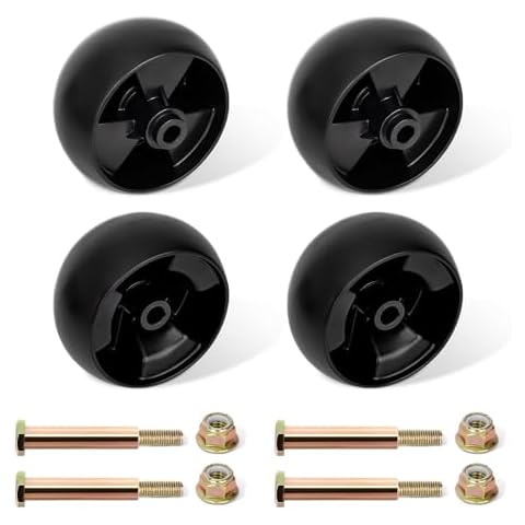 Fourtry 734-04155 Deck Wheels Fit for Cub Cad Mower - Deck Roller Gauge Wheels Compatible with Troy Bilt Craftsman HU Lawn Tractor, Work with 42" 46" 48" 50" 54" Deck, Replaces for 112-0677, 4 Pack Cover