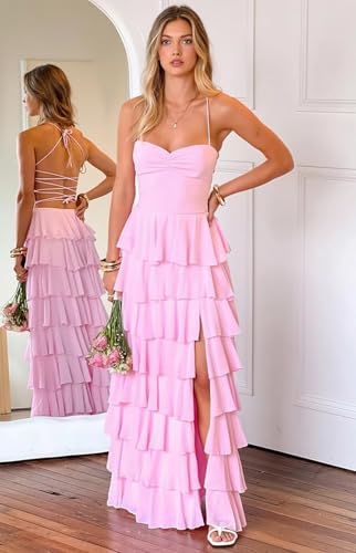 Tiered Ruffles Bridesmaid Dresses 2025 for Women Chiffon Formal Evening Dresses with Ruffles3