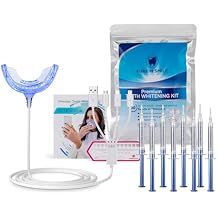 Teeth Whitening Kit with 32xLED Light Professional Complete at Home Smart Phone Whitening System - Best Tooth Whitener Gel Refill - Safely Connected with iPhone/Android/USB for Home Use