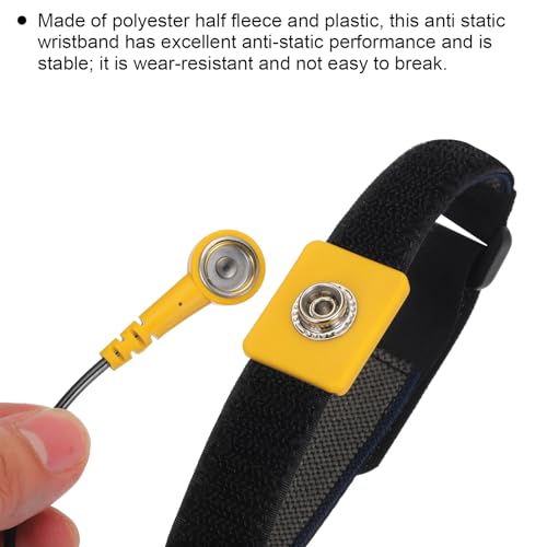 Image of MECCANIXITY 5 Pack ESD Anti Static Wrist Strap 13 inch Circumference Adjustable Antistatic Bracelet Set Wire Alligator Clip for Computer Electronics Repair
