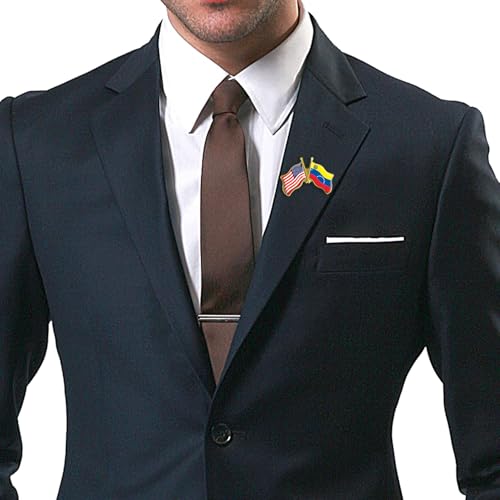 Image of 6 /12 /50 /100Pcs American Venezuela Flag Pins Bulk Friendship Souvenir 1.5 inch- Metal America USA Venezuela Lapel Pin Brooch Badge for Men Women Clothes Bags Hats