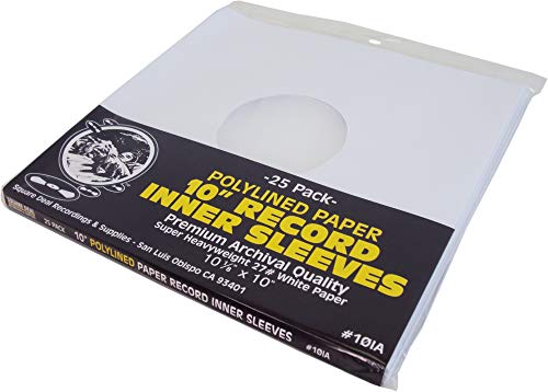 (25) 10' Premium Polylined Heavyweight Record Inner Sleeves - Archival Quality, Heavyweight Paper...