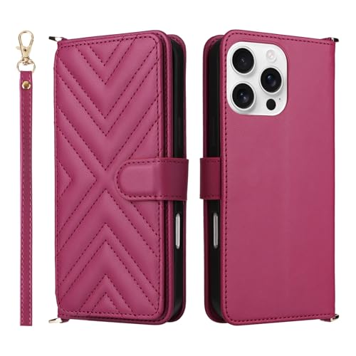 Étui portefeuille iPhone 17 Air rose rouge rabat arrière sangle cuir fentes