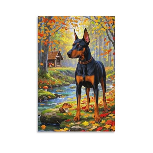 Lienzo de Dóberman pinscher de 50x75 cm para decoración de pared en habitaciones