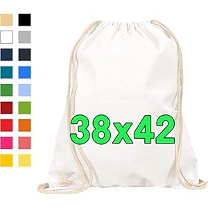 ELES VIDA Katoenen gymtas, 1 stuks, 38 x 46 cm, sporttas, rugzak, stoffen tas, tas, katoenen tas, jute tas, Oeko-Tex® geteste stoffen tas voor dames en heren, kindergymtas om te beschilderen