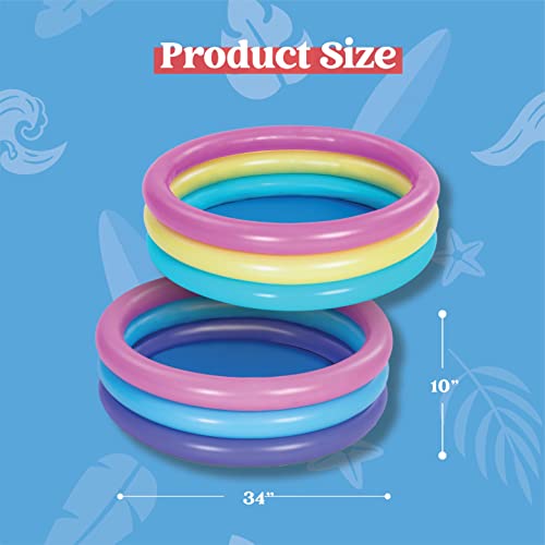 2 Packs 34'' Multicolor Inflatable Kiddie Pools, Baby Swimming Pool Set, Summer Fun For Kids Water Pool Pit Ball Pool Indoor&Outdoor (34’’ X 10’’) #TOP5