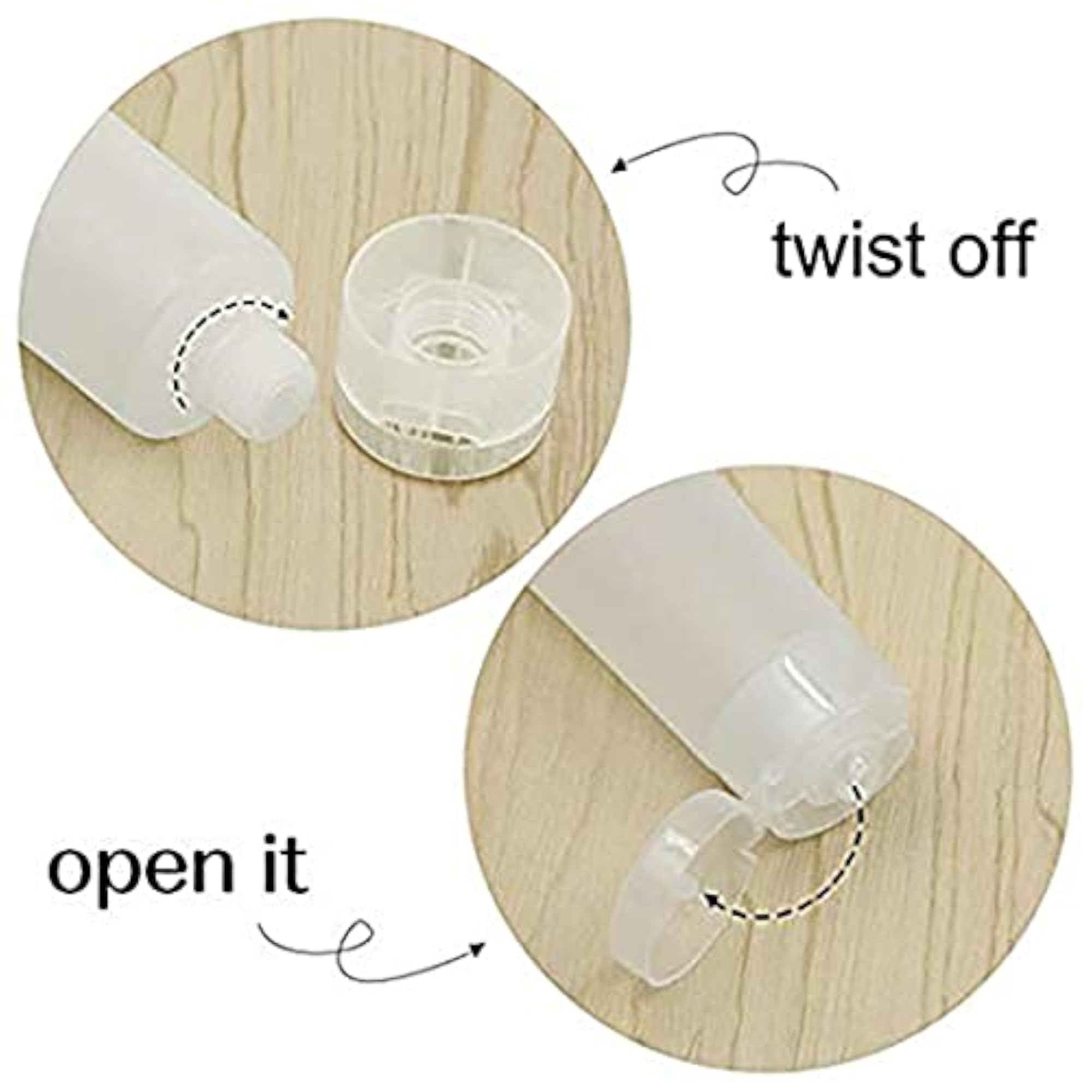 Pack of 2 Flip Cap Clear Empty Squeeze Bottles