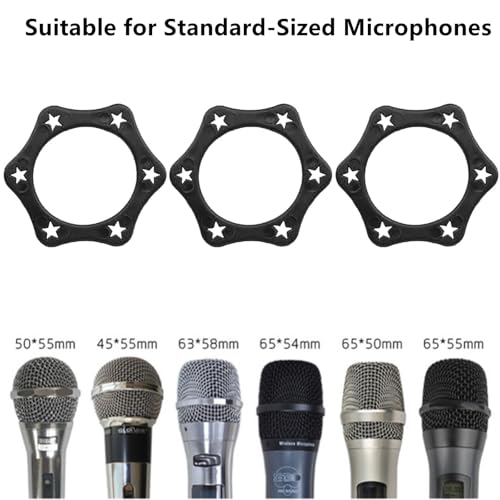 6 Pcs Anti-Roll Device for Handheld Microphones, Anti-Roll Ring Fits Standard Size Wireless Microphone Shakeproof Handheld Microphone Hexagonal Rings for KTV Device Equipment, 38mm, Black - Thumbnail 5