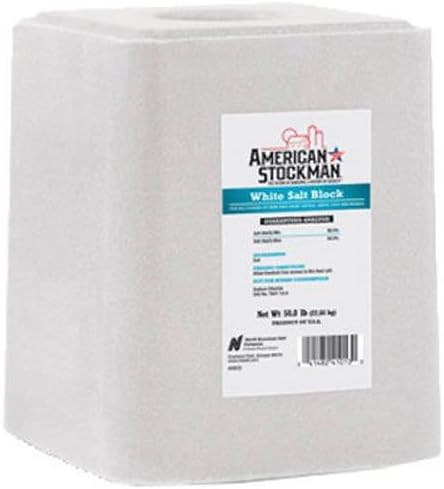 North American Salt 41013 American Stockman Plain White Salt Block Pet Supplement, 50-Pound