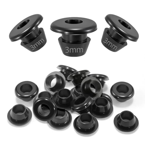 TXXATX Lot de 50 passe-câbles en caoutchouc ID 3 mm passe-câbles en caoutchouc Diamètre d'encastrement 5 mm Douille de câble étanche Noir Embouts en caoutchouc pour câbles Protection des câbles