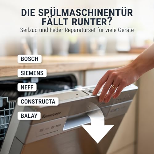 Türscharnierfedern Türfedern Spülmaschine wie 00754869 Reparatursatz mit Seilzügen für Geschirrspüler für Bosch,Siemens,Neff Farbcode Schwarz