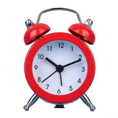 Volakebeing Timeless - Sveglia analogica classica a doppia campana da comodino con affidabile meccanismo al quarzo, colore: rosso