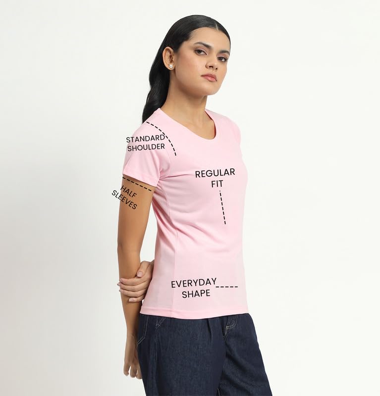 Image of Sleepynuts Women's Plain Round Neck Regular Fit Half Sleeve Cotton T Shirt