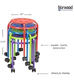 Norwood Commercial Furniture NOR-2200MAC-SO mobilny stołek z tworzywa sztucznego w różnych kolorach, z pierścieniem stabilności, niebieski, zielony, czerwony, fioletowy, 40 cm (4 sztuki)